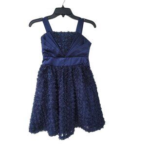 ⭐Rare Editions VELVET & SATIN party navy blue Sz 10 Girls formal dress New⭐